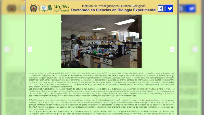 Impartirá UMSNH Doctorado en Ciencias en Biología Experimental 