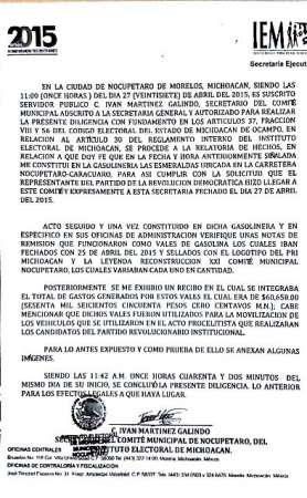 “El PRI regaló vales de gasolina para acarrear ciudadanos al mitin de Orihuela en Nocupétaro”, denuncia el PRD - Foto 1 