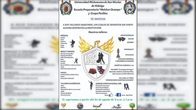 UMSNH ofrecerá talleres sabatinos a estudiantes de bachillerato 