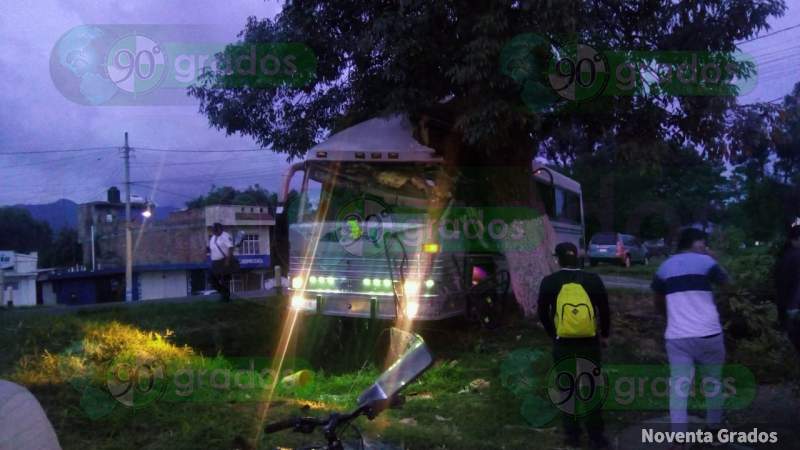 Deja nueve heridos choque de autobús contra un árbol en Chilchota, Michoacán - Foto 0 