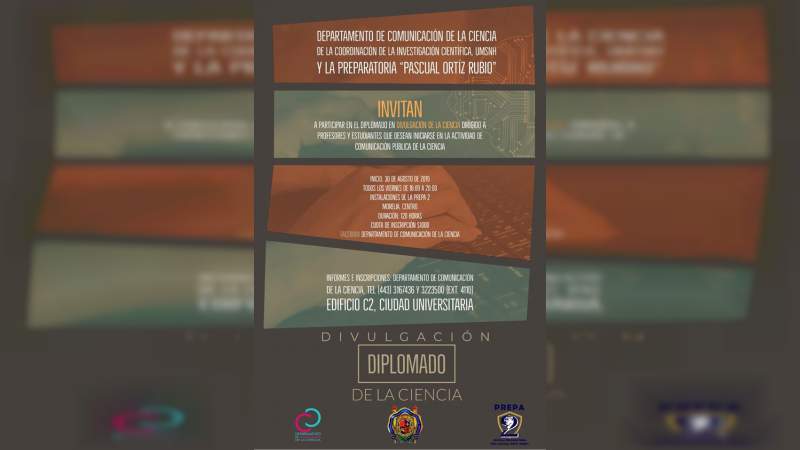 Invita UMSNH al Diplomado en Divulgación de la Ciencia 