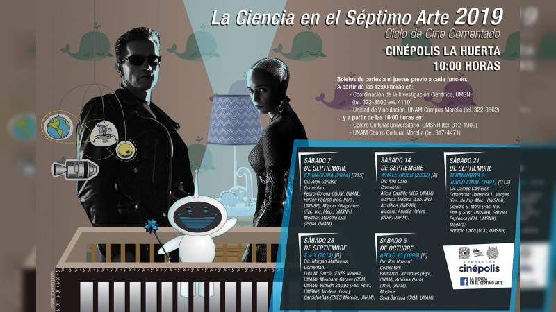 UNAM Campus Morelia y la Universidad Michoacana anuncian el inicio del ciclo de cine comentado "La Ciencia en el Séptimo Arte 2019" - Foto 2 