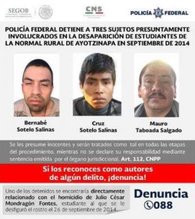 Detienen a tres implicados en la desaparición de los 43 normalistas de ...