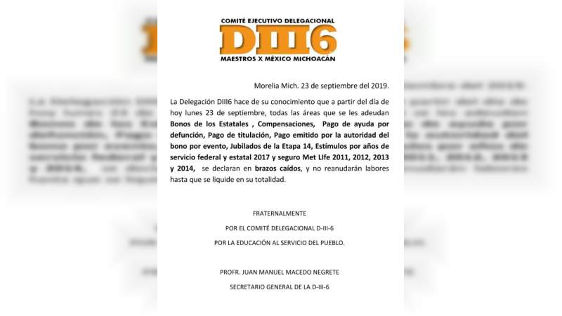 D-III-6 inicia paro de brazos caídos - Foto 1 