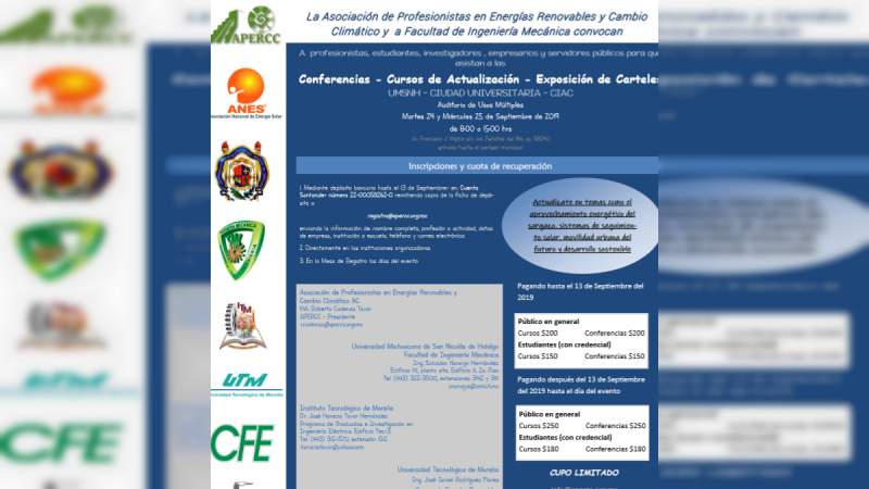 Realizan Encuentro Regional de Energía Renovable y Cambio Climático en la UMSNH 