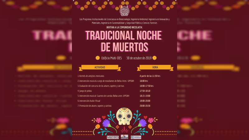 Celebra UMSNH noche de muertos con concursos, exhibición de altares y desfile de catrinas - Foto 1 