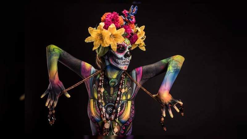 Catrinas de Jaguart y Jonaz, exposición de pintura corporal en la Bibliotequita del Bosque - Foto 1 