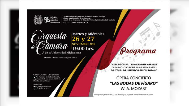 Esta noche, Ópera Concierto "Las Bodas de Fígaro" de W. A. Mozart 