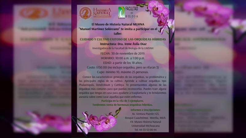 Museo de Historia Natural ofrece Taller sobre el cuidado y cultivo de orquídeas 