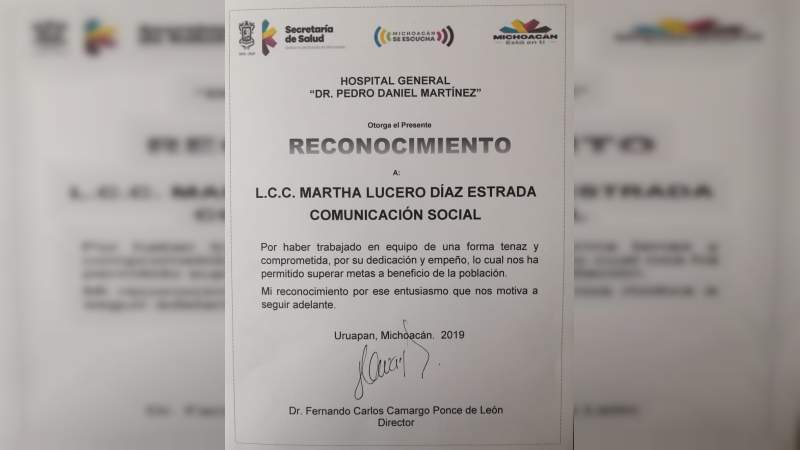 Reconocen labor en materia de salud a la periodista Lucero Díaz Estrada - Foto 1 