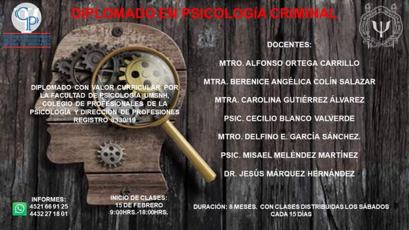 Anuncian Diplomado en Psicología Criminal en la Universidad Michoacana - Foto 0 