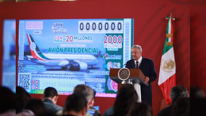 Rifa del avión presidencial se realizará el 15 de septiembre: AMLO 