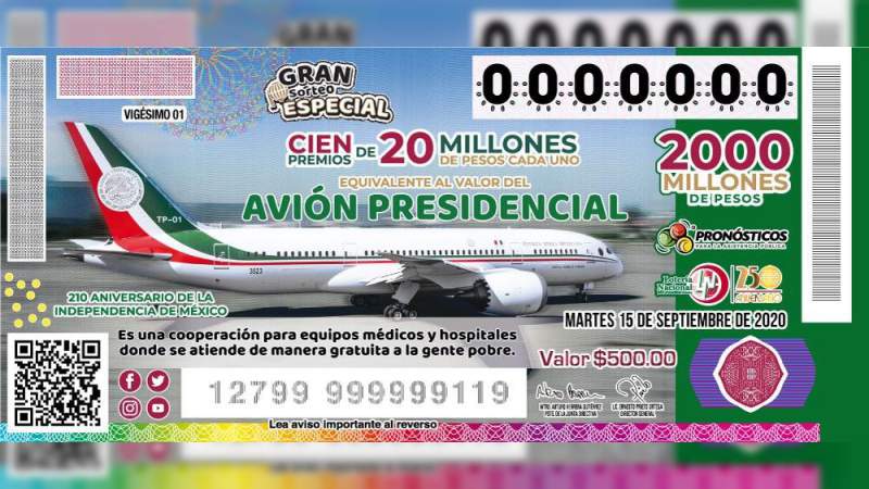 Deuda del Avión Presidencial será condonada por Banobras y solo se rifará el monto de su valor 